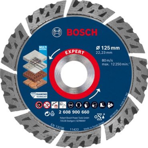 Диамантен диск Bosch EXPERT MultiMaterial 125 x 22,23 x 2,2 x 12 мм